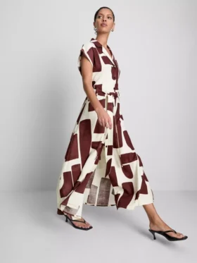 Short sleeve midi shirt dress