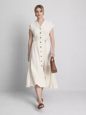 Short sleeve midi shirt dress