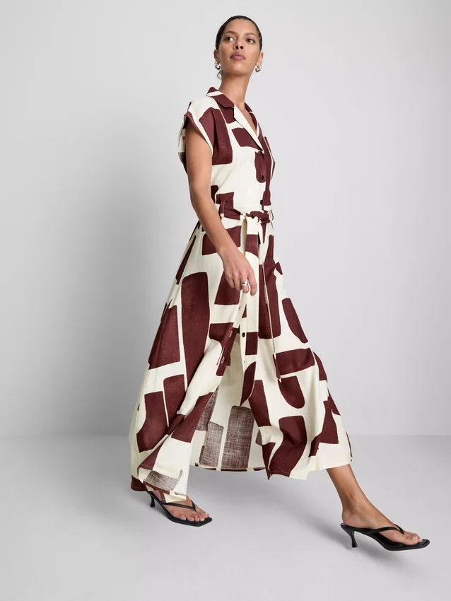 Short sleeve midi shirt dress