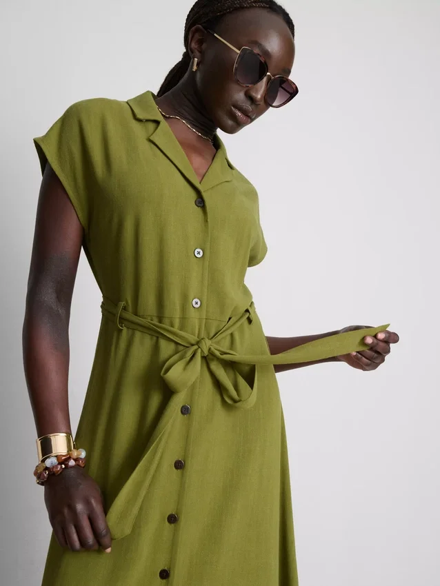 Short sleeve midi shirt dress