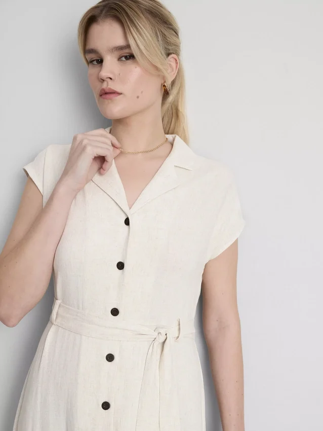 Short sleeve midi shirt dress