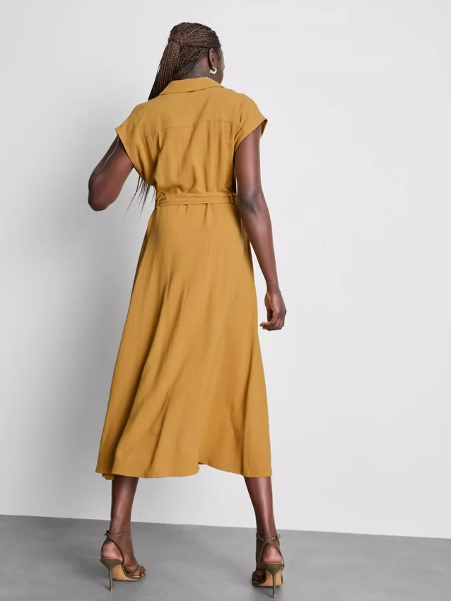 Short sleeve midi shirt dress