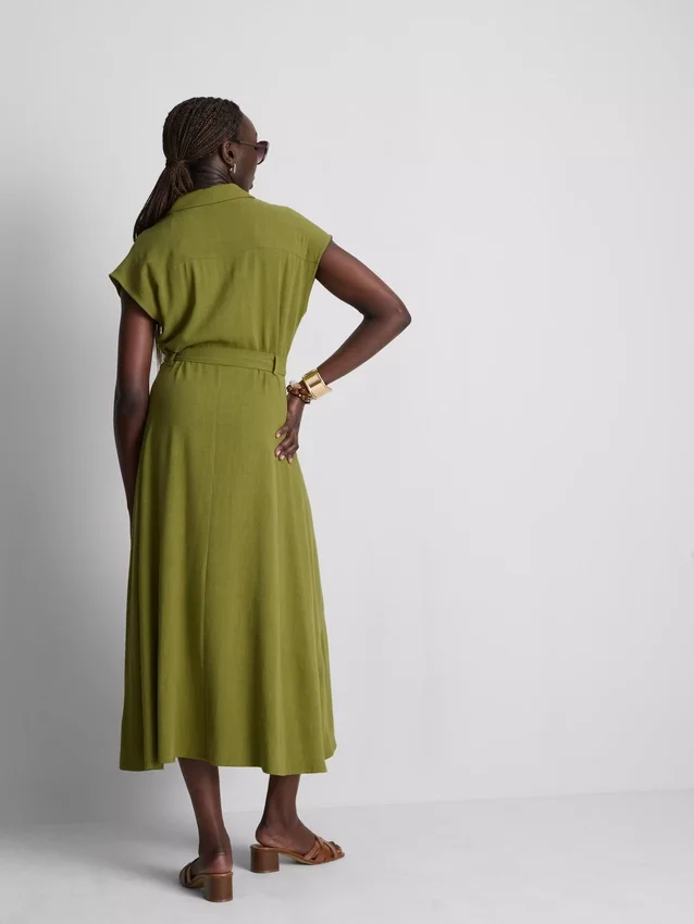 Short sleeve midi shirt dress