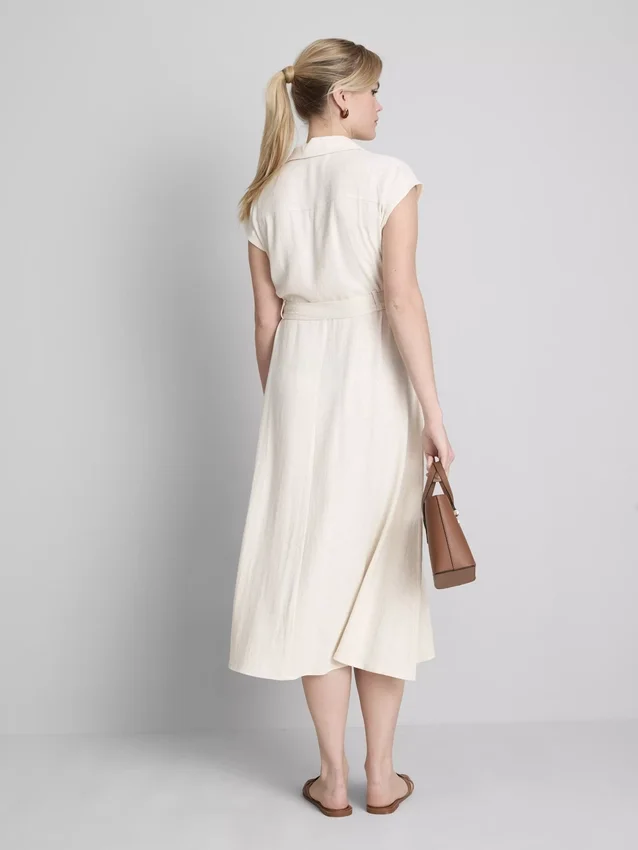 Short sleeve midi shirt dress