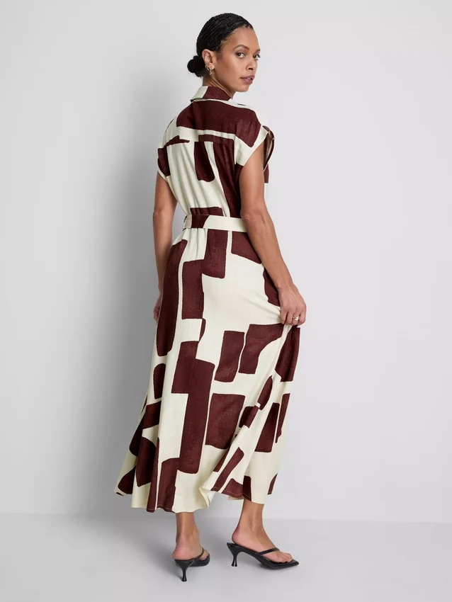 Short sleeve midi shirt dress