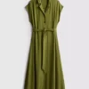 Short sleeve midi shirt dress