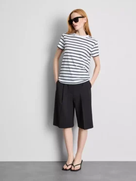 Short sleeve striped crew neck tee