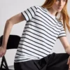 Short sleeve striped crew neck tee