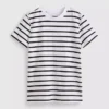 Short sleeve striped crew neck tee