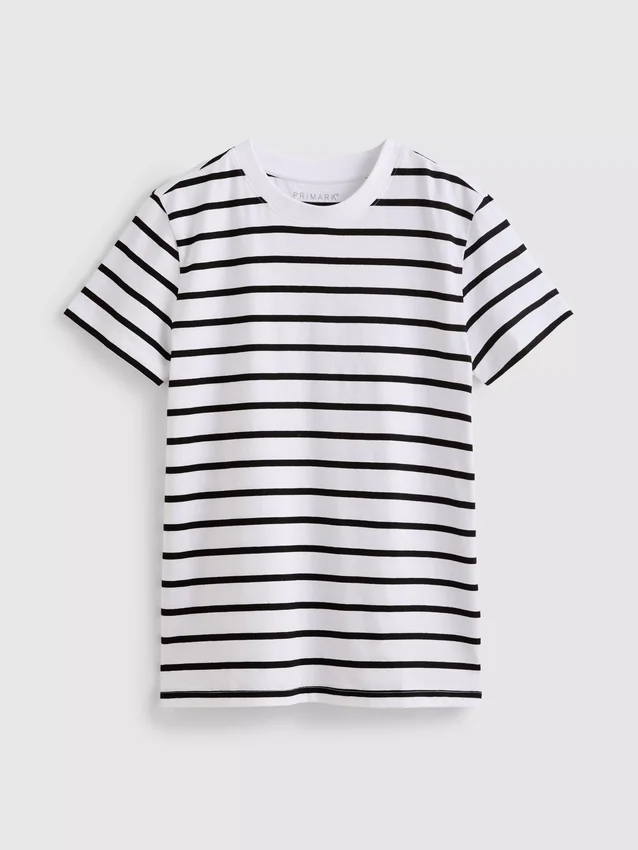 Short sleeve striped crew neck tee