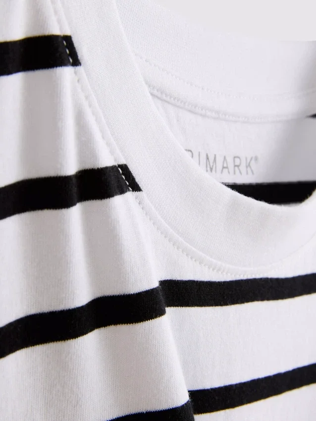 Short sleeve striped crew neck tee