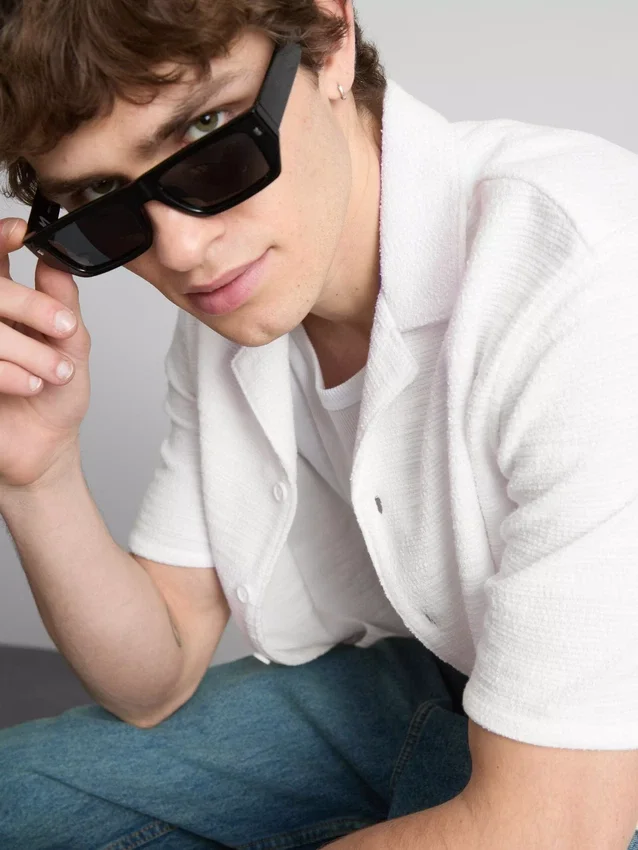 Short sleeve textured shirt