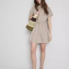 Short-sleeve tiered mini dress