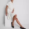 Short-sleeve tiered mini dress