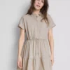 Short-sleeve tiered mini dress