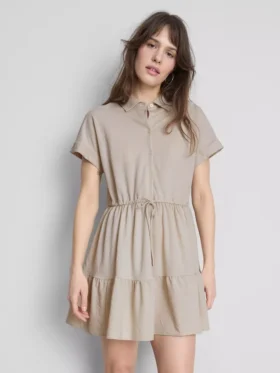 Short-sleeve tiered mini dress