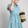Short-sleeve tiered mini dress