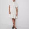 Short-sleeve tiered mini dress
