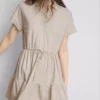 Short-sleeve tiered mini dress