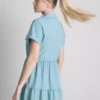 Short-sleeve tiered mini dress