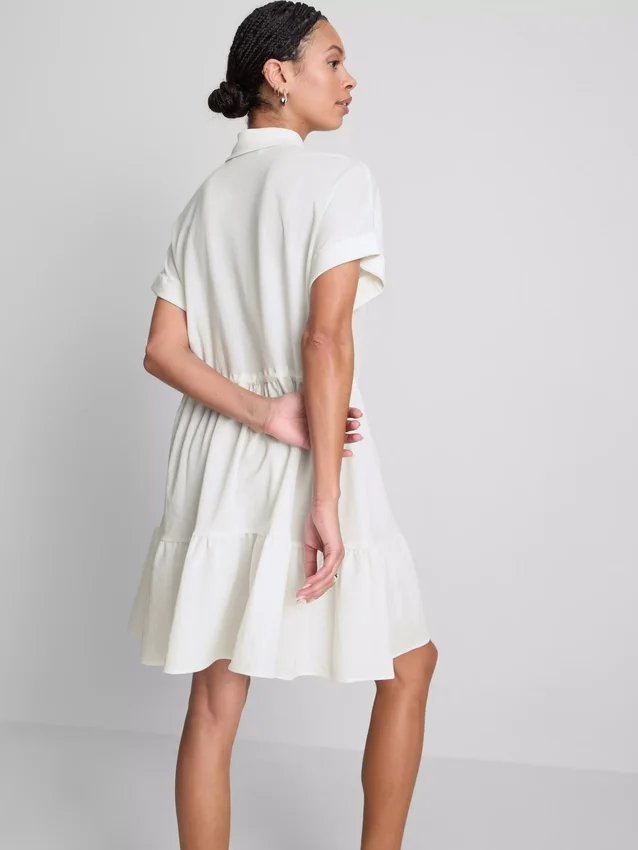 Short-sleeve tiered mini dress
