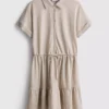 Short-sleeve tiered mini dress