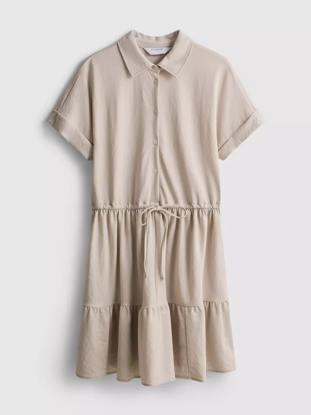 Short-sleeve tiered mini dress