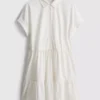 Short-sleeve tiered mini dress
