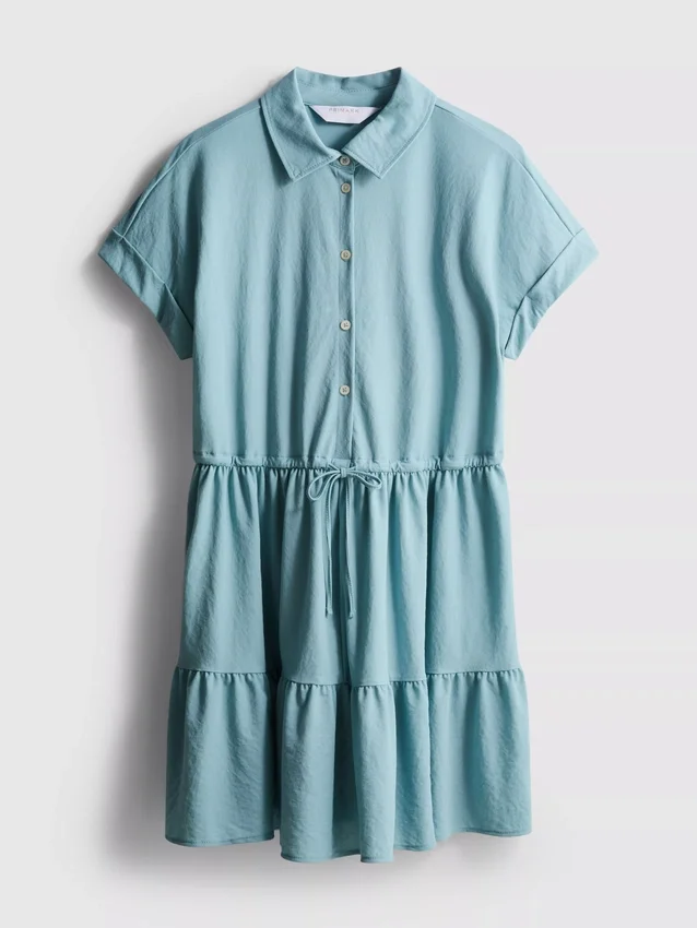 Short-sleeve tiered mini dress