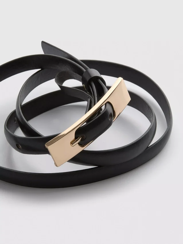 Skinny rectangle buckle belt