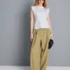 Sleeveless padded-shoulder tee