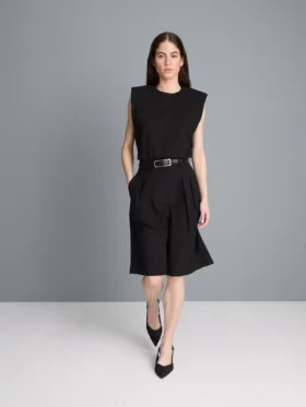 Sleeveless padded-shoulder tee