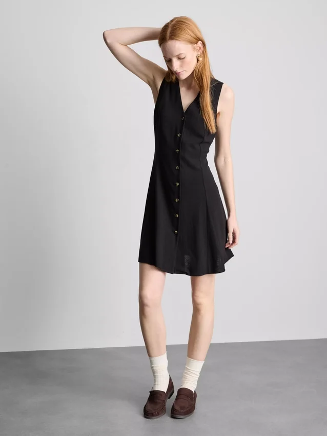 Sleeveless v-neck mini dress