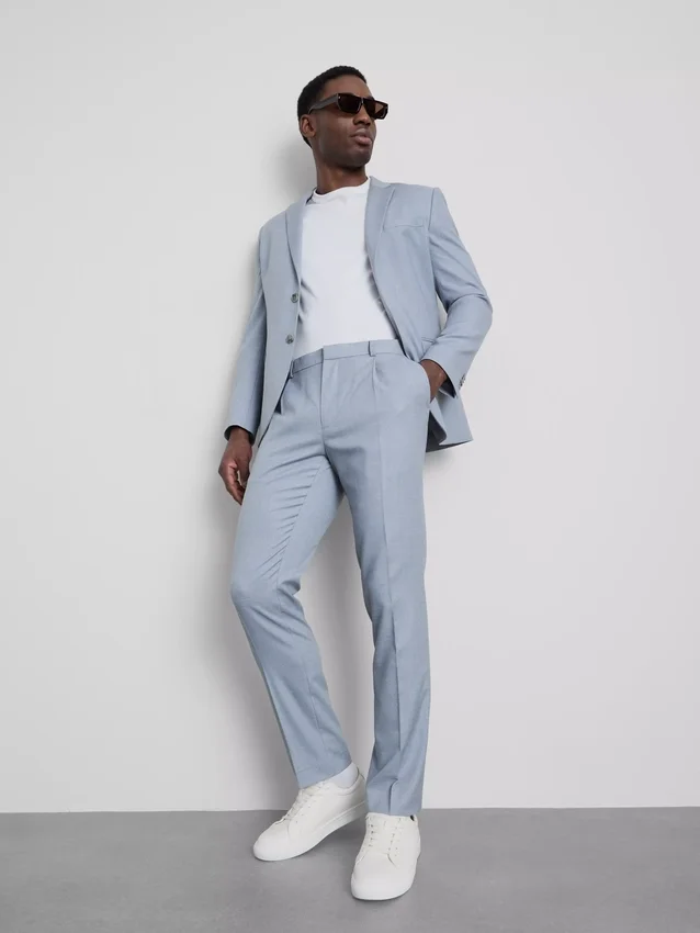 Slim fit dobby texture suit pants
