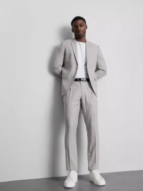 Slim fit dobby texture suit pants