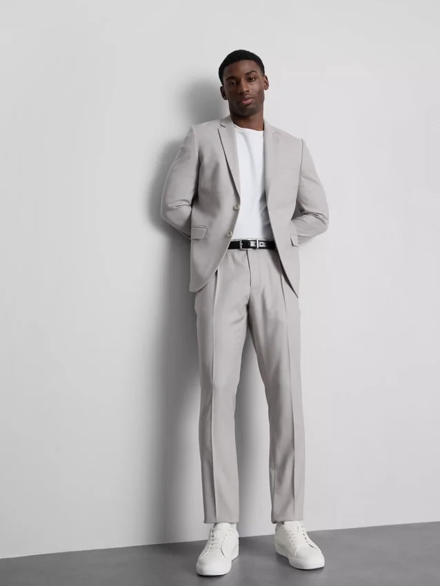 Slim fit dobby texture suit pants