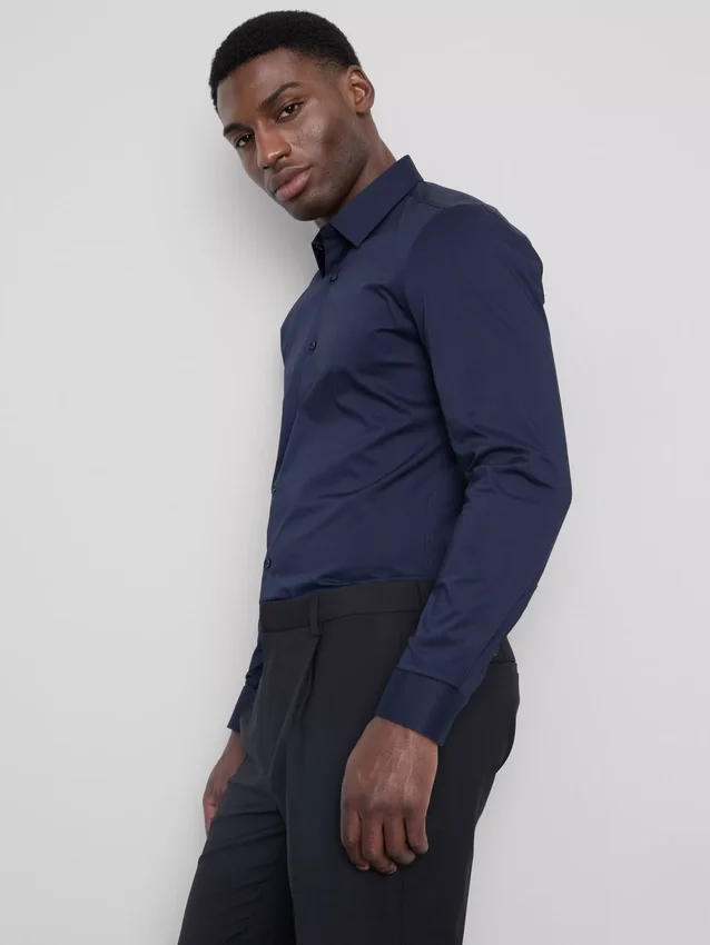 Slim fit stretch button-up shirt