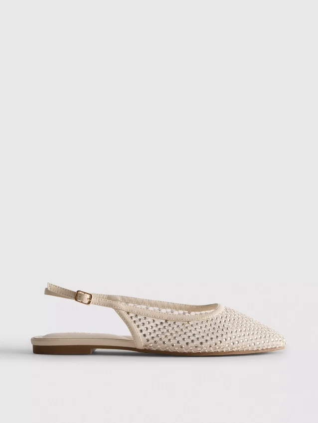 Slingback rhinestone ballerina flats