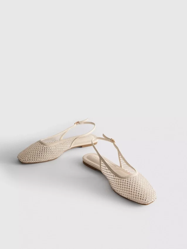 Slingback rhinestone ballerina flats