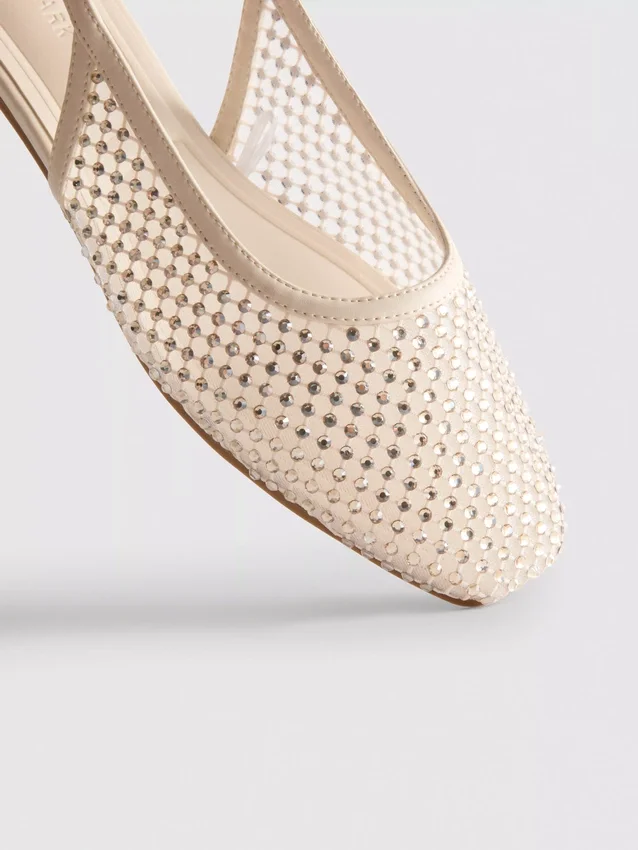 Slingback rhinestone ballerina flats