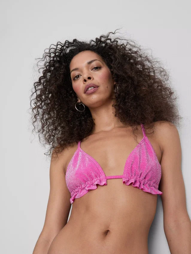 Sparkle frill triangle bikini top
