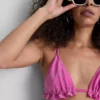 Sparkle frill triangle bikini top