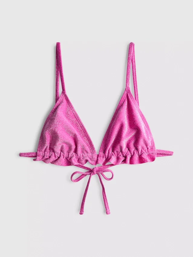 Sparkle frill triangle bikini top
