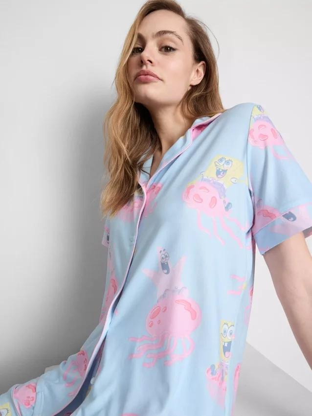 Spongebob squarepants graphic boyfriend shorty pajamas