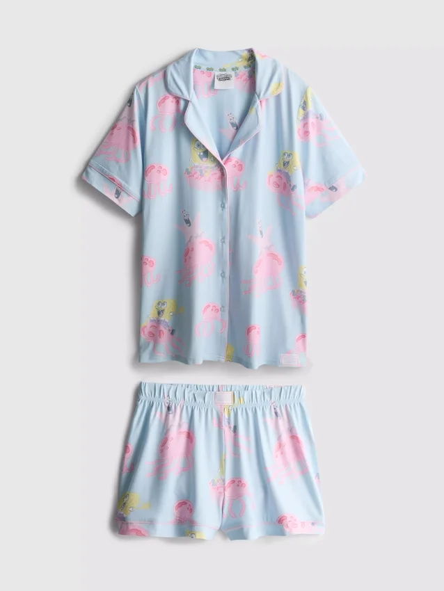 Spongebob squarepants graphic boyfriend shorty pajamas