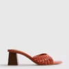 Square toe block heel mule sandals