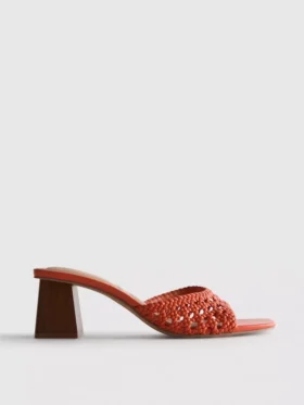 Square toe block heel mule sandals