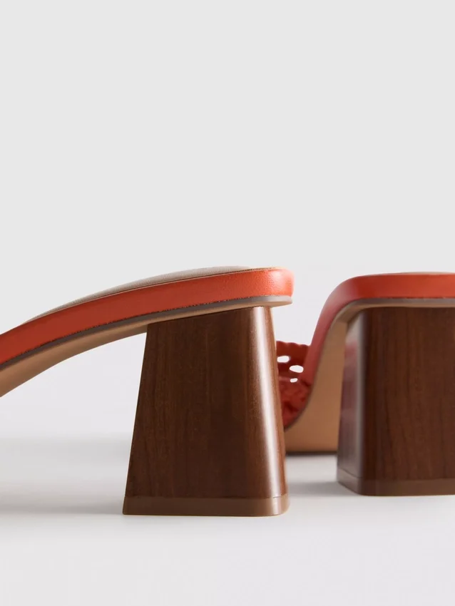 Square toe block heel mule sandals