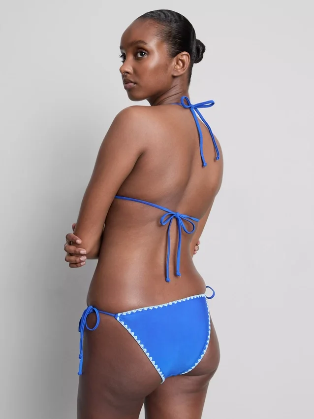 Stitch-detail side-tie bikini bottoms
