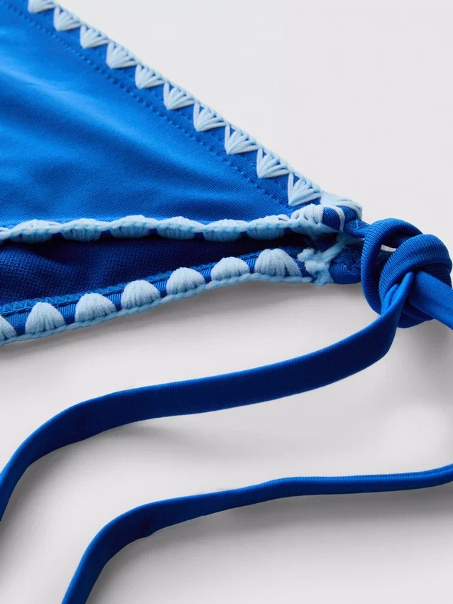 Stitch-detail side-tie bikini bottoms
